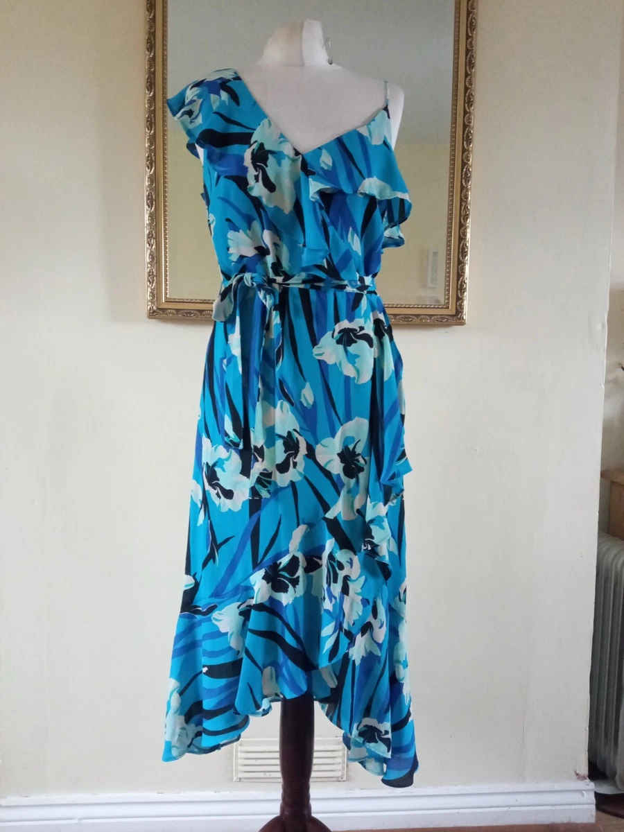 Ruffle strap silk wrap dress cheap
