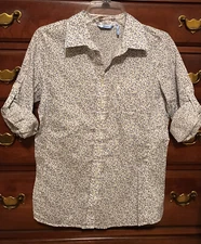 Izod Floral Cotton Button Down Top Small
