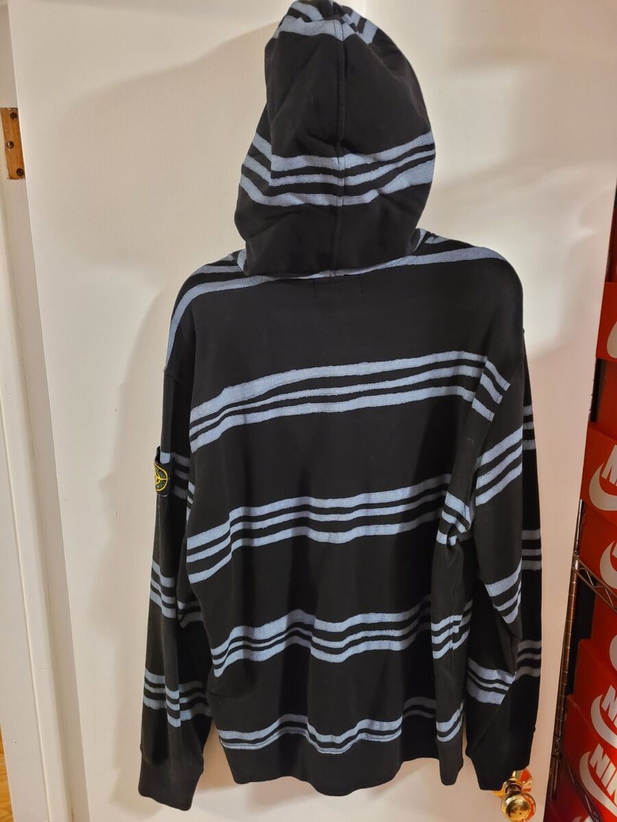 Supreme Stone Island Black Warp Stripe Hoodie Size XLarge FW Supreme Stone Island Black Warp Stripe Hoodie Size XLarge FW