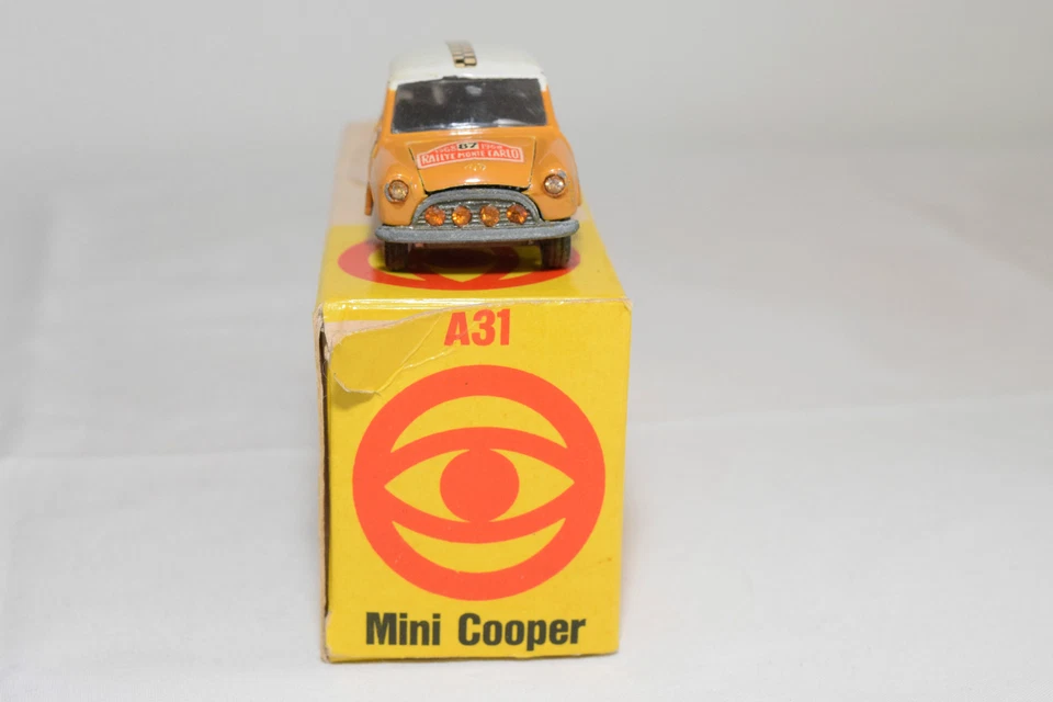 MEBETOYS A-31 A31 A 31 MINI COOPER RALLYE RALLYE GIALLO SENAPE QUASI NUOVO IM... - Immagine 4 di 4