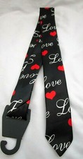 UNISEX BLACK WITH LOVE AND HEARTS 57" LONG X 2.5" WIDE NECKTIE NECK TIE-NEW 