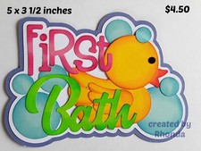 FIRST BATH TITLE baby girl scrapbook premade paper piecing 3D die cut by Rhonda