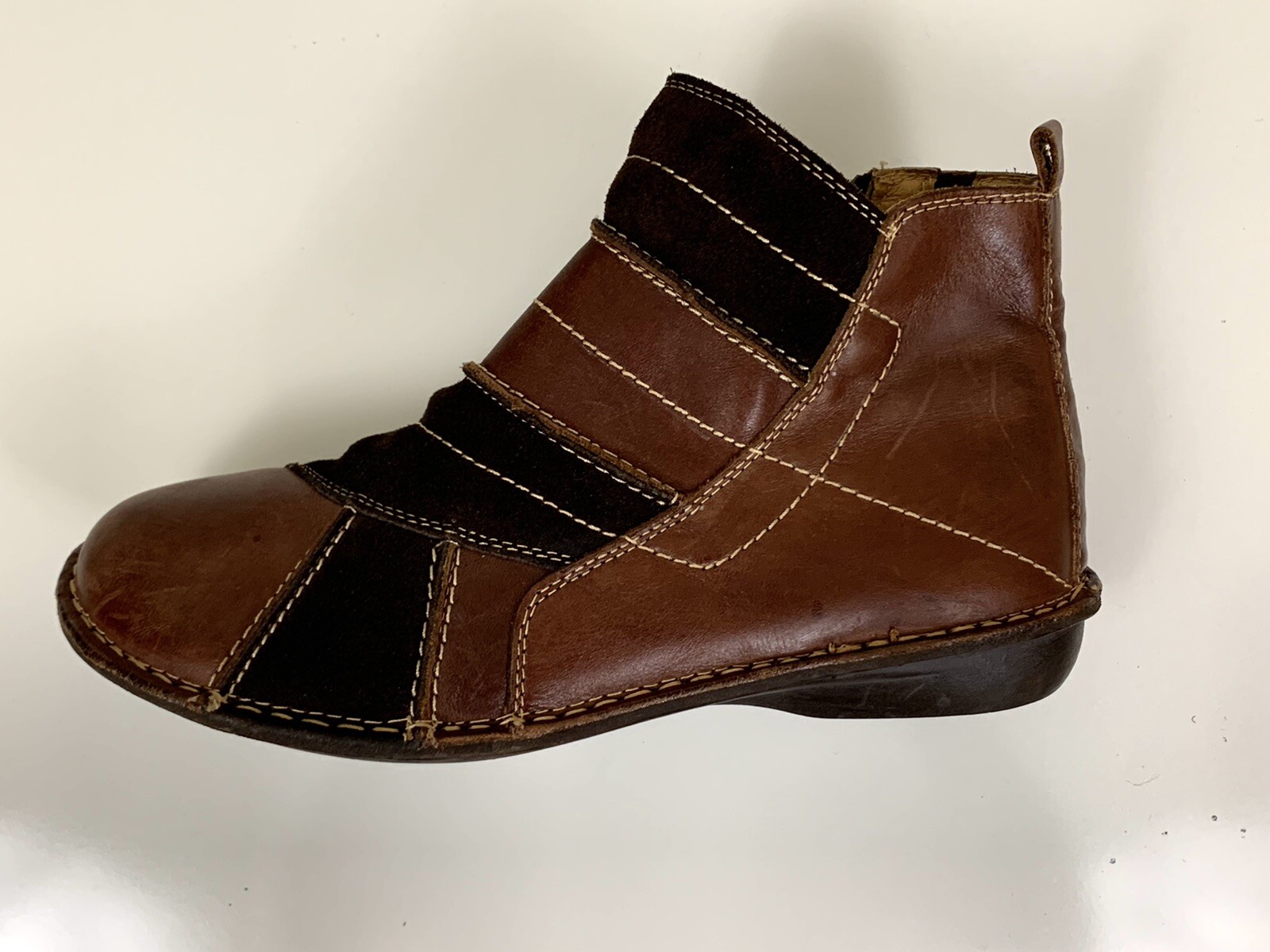 Spring Step Brown Leather Patchwork Zipper Boots … - image 7