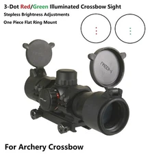 CenterPoint Crossbow Archery 3-dot Red Green Sight Scope 1 PC weaver Ring Mounts