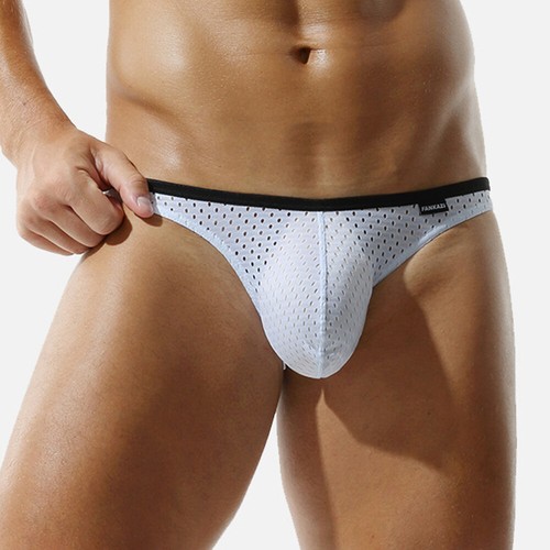 Men's Mesh Briefs Underwear Thong Sexy Low-rise Pouch Sports Bikini Underpants . - Picture 8 of 27