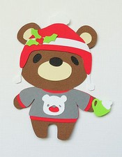 Winter Teddy Bear w / Hot Cocoa Paper Die Cut Paper Doll Scrapbook Embellishment