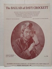 Walt Disney's Ballad of Davy Crockett - Fess Parker Sheet Music 1954 