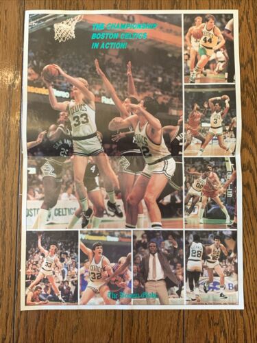 Vintage 1984 NBA CHAMPS GLOBE INSERT-Boston Celtics-Larry Bird-Poster-Folded