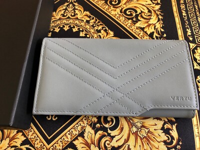 VERTU Aster Horizontal Blue Quilt Calf Purse Style leather Case OEM Handmade