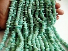 Nature Amazonite Long Chips Lisse Ovale Forme Gemstone Loose Beads Strand 12''