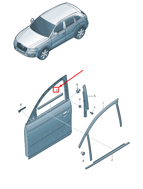 Nouvelle fenêtre intérieure avant gauche Audi Q5 8R, ouvrante SEA 8R0837479B