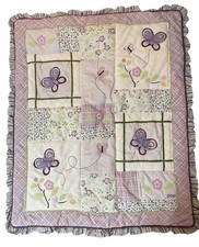 Cocalo Crib Quilt And Bed Skirt butterfly flower Luxury plush Sugar Plum