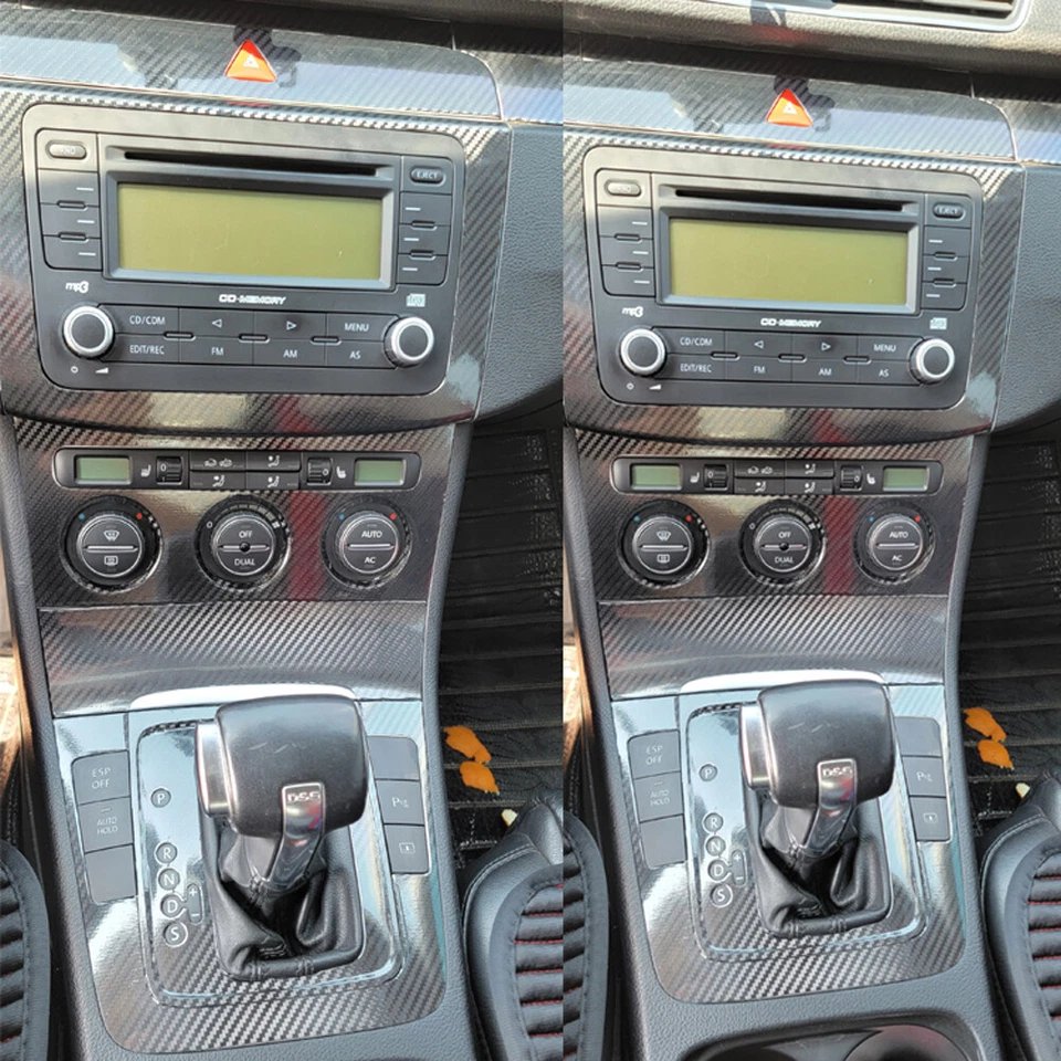 For Volkswagen Passat B6 5D Carbon Fiber black Pattern Interior DIY Trim Decals - Image 3 of 4