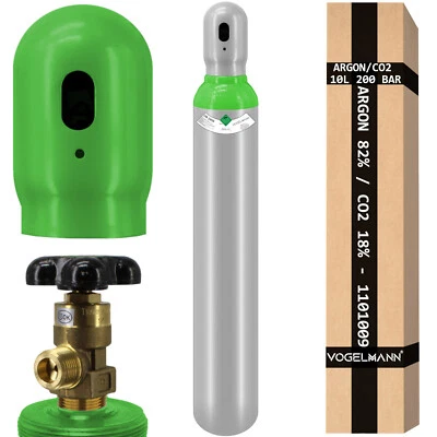 Vogelmann Gasflasche 10 Liter ARGON (82%)+CO2 (18%) 200bar Schutzgas Schweißgas