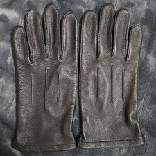 L.L. Bean Men's Black Deerskin Leather Gloves Light Suede Lining Medium