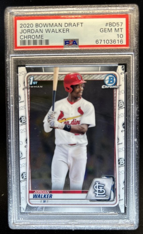 2020 Bowman Draft Jordan Walker Chrome 1st Prospect #BD-57 Cardinals PSA 10
