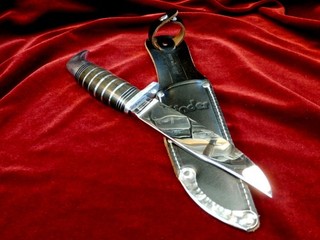 RARE MINTY VINTAGE LINDER MESSER SOLINGEN GERMANY HUNTING KNIFE & CASE SET NOS