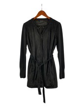 H By Halston Womens Black Belted Long Jacket Size 4