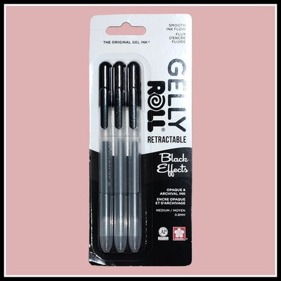 Sakura Gelly Roll Retractable Gel Pens 3pk Black Effects Classic x1, Metallic x2
