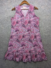 Michael Kors Dress Womens Medium Pink Paisley Boho Sleeveless Stretch Ruffle Hem