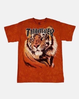 Thrasher Magazine x The Mountain Tiger Hand Dyed Orange T-Shirt