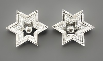 WMF 24% Lead Crystal Star Candle Holders Made In Germany Set Of 2