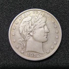 1912-D Barber Half Dollar 50C - 90% Silver - Denver - VF+ Cond.  - Light Toning