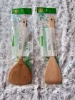 2pc Brown Wooden Spatula Set, Reusable Solid Pattern Cooking Utensil Tools — photo 2