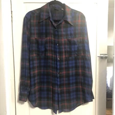 Gap Medium Sheer Plaid Button Up Long Sleeve Shirt