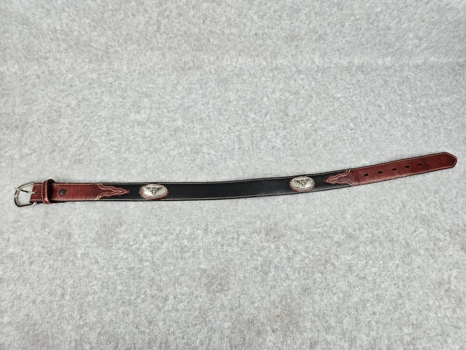 Cinturón Nocona Jóvenes Niños 24 Longhorn Steer Western Vaquero Cuero Negro Marrón Foto 4 de 4