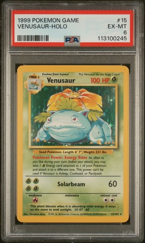 Venusaur #15/102 Holo Rare 1999 Pokemon Base Set PSA 6