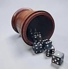 Handmade Gift Buffalo Horn D6 Dice Set 6 pc 16mm in Rosewood Container Metal Lid