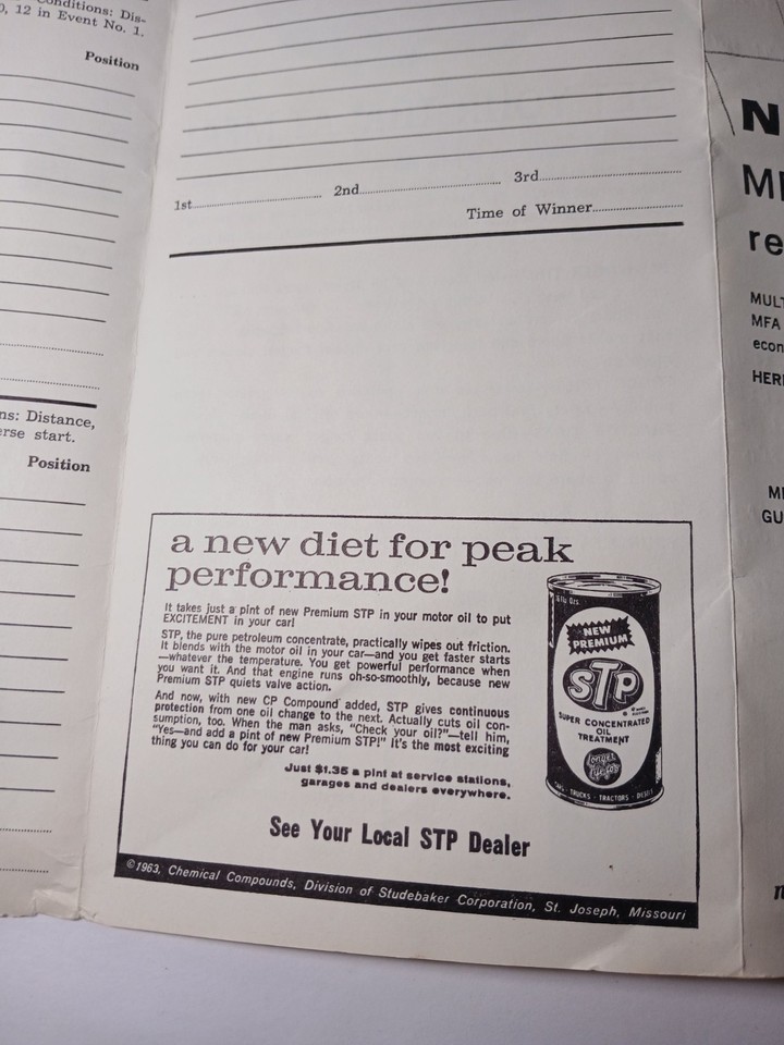 1963 Vintage Missouri State Fair Racing Program Sedalia Missouri ...