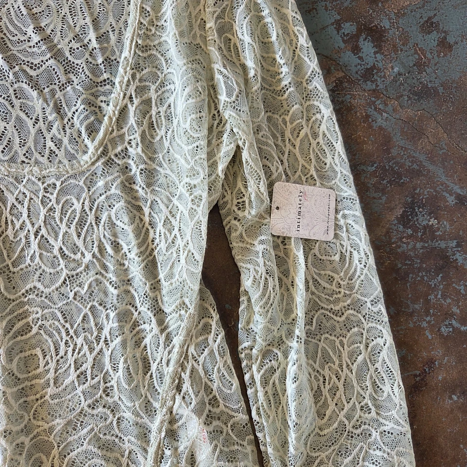 Free People Intimately In My Head Lace Bodysuit Size L Fern Moss Green Sheer - Image 4 of 4