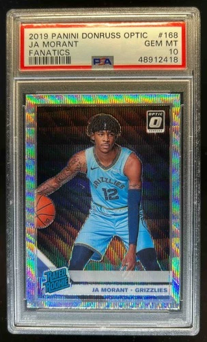 2019-20 Donruss Optic Ja Morant Fanatics Silver Wave RC #168 Grizzlies PSA 10