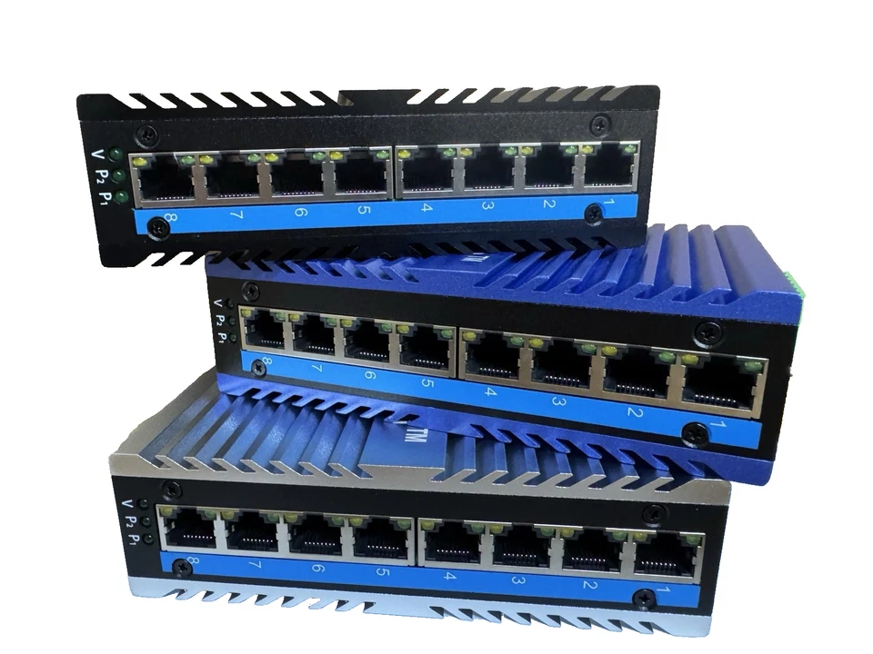 8 Port Industrial Poe Switch with 10/100/1000M IP40, Power Supply, DIN mount - Image 3 of 4