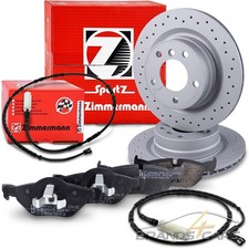 ZIMMERMANN SPORTBREMSSCHEIBEN +BELÄGE +VWK HINTEN FÜR BMW 1-ER E81 E87 3-ER E90