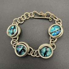 VTG artisan Handmade Silver Tone Dichroic Gla...