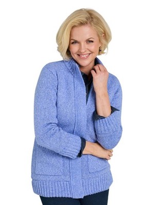 Damen Fleece gefütterte Fronttasche Reißverschluss Strickjacke von Chums