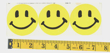 Large Happy Face 2 3/8" Wide Yellow 3 Stickers Peel N Stick on 1 Sheet B1-A2