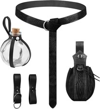 Women Renaissance Accessories Medieval Viking Belt Potion Bottles Belt Bag Leath