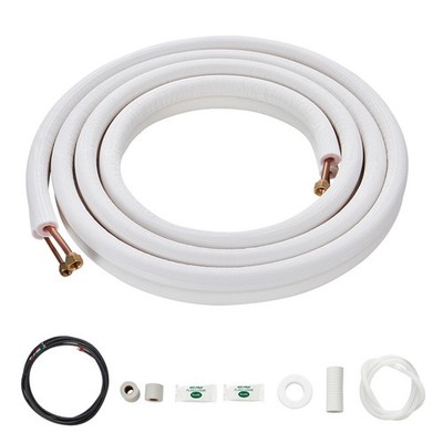 VEVOR Kältemittelleitung isoliert Kupferrohr 1/4'' 3/8'' Split Line Set 4.8m
