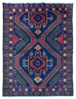 Rare Hand Knotted Afghan Balouch Wool Area Rug 6 x 4 Ft
