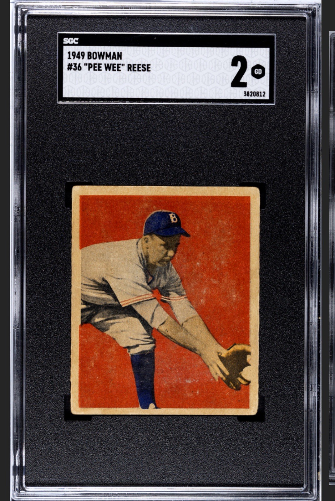 1949 BOWMAN Baseball Card #36 PEE WEE REESE Brooklyn Dodgers SGC 2