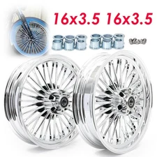 16x3.5 Chrome Fat Spoke Wheels Rims for Harley Softail Fat Boy Deluxe FLSTF FXST