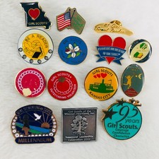 Vtg Girl Scouts Enamel Lapel Pin Lot - Missouri Dogwood Trails Kansas City Flag