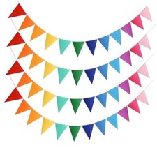 4 Strings 48PCS Pennant Banner Flags- Colorful Triangle Felt Banner Kit Rainbow