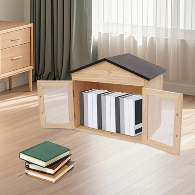 Outdoor Book Sharing Box Wood+Acrylic Library Book Box Free Standing+ Post Mount