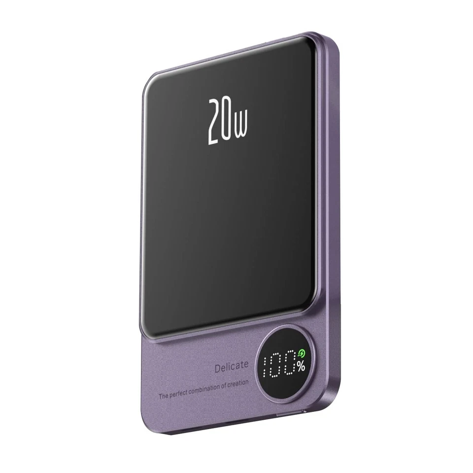 Banco de alimentación magnético inalámbrico ultra delgado 5000 mAh 20 W cargador portátil banco de energía Foto 3 de 4