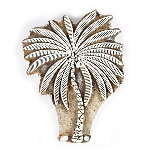 Palm Tree Handcarved Indian Wooden Textile Tree Stamp Wood Printing Block Indian - Picture 1 of 3